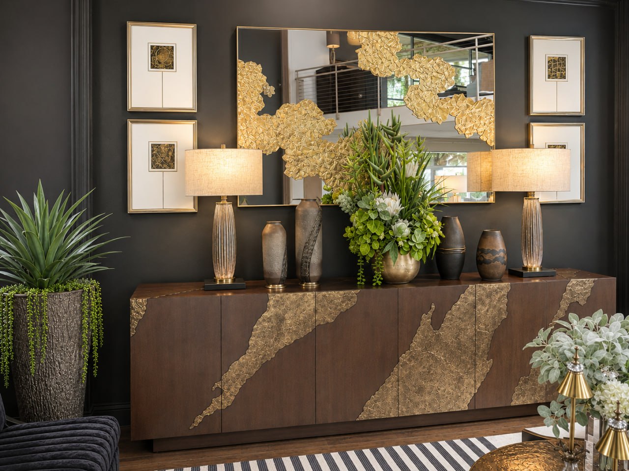 Juniper Hill — Custom Credenza with Gold Inlay